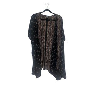 Black purple and tan flowy top